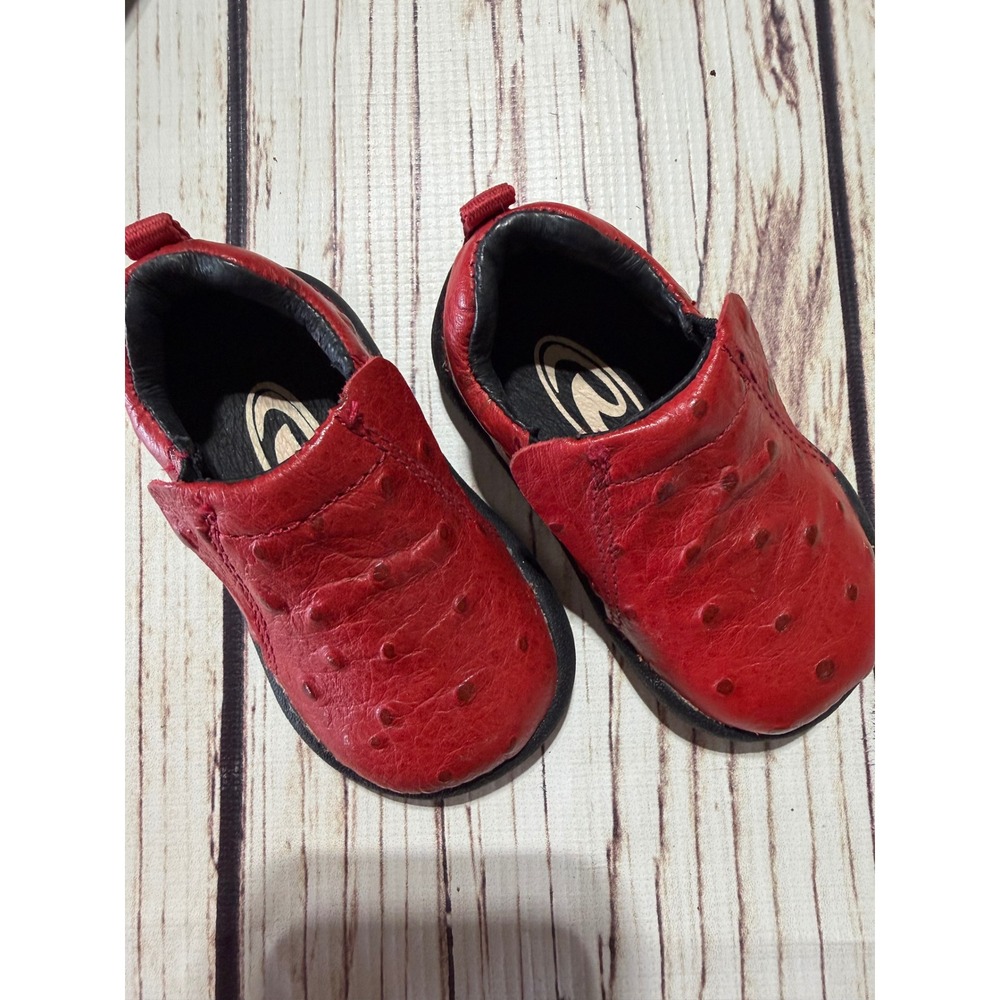 Roper Infants Crimson Red Ostrich Print Slip‎ On Western Shoes 17-601-357 Size 3